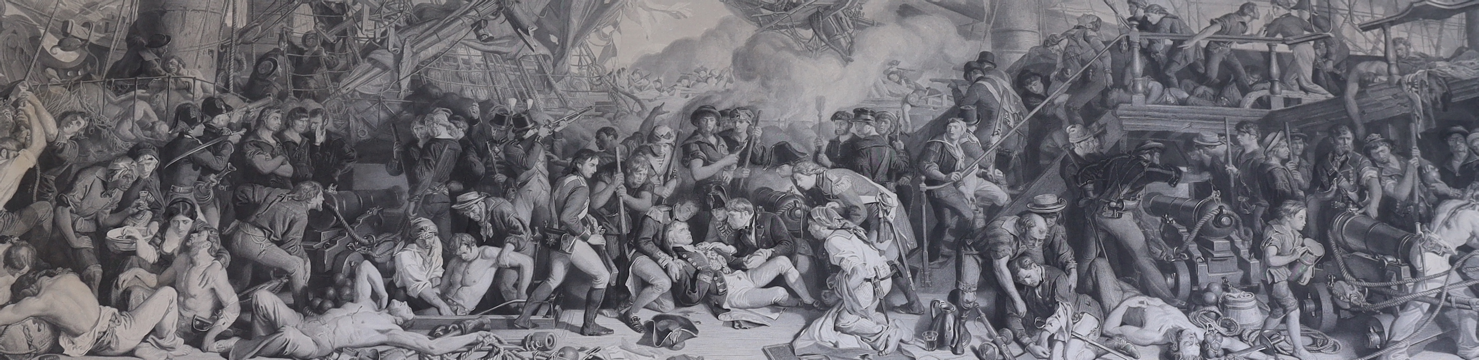 Stocks & Sharpe after Daniel Maclise R.A. (1806-1870), pair of line engravings, 'The meeting of Wellington and Blücher at La Belle Alliance on the field of Waterloo' and 'The Death of Nelson on the Victory, Battle of Tra